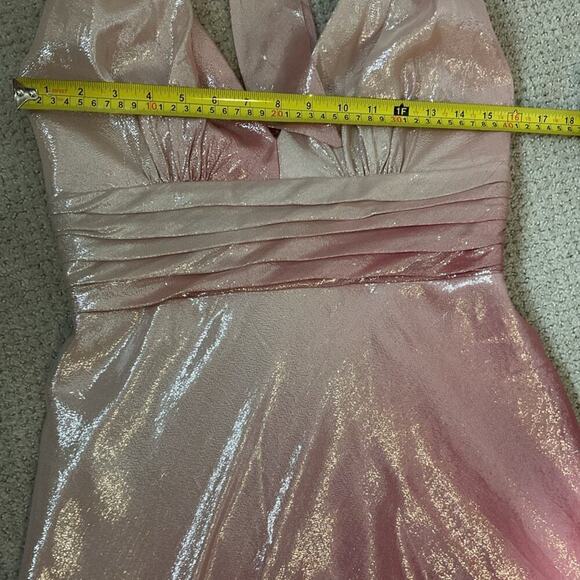 NWT David Meister Metallic Pink Ombré Halter Neck Gown Size 8 - Picture 6 of 10
